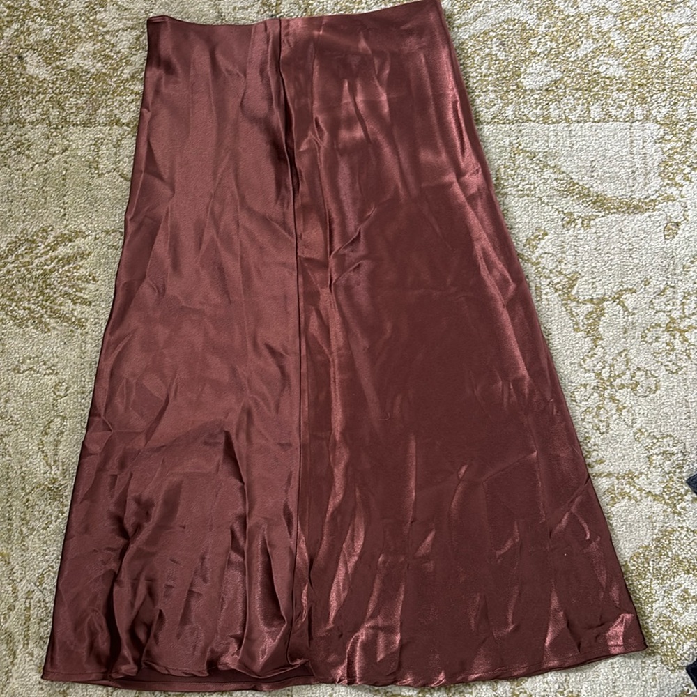 Brown Silk Maxi Skirt